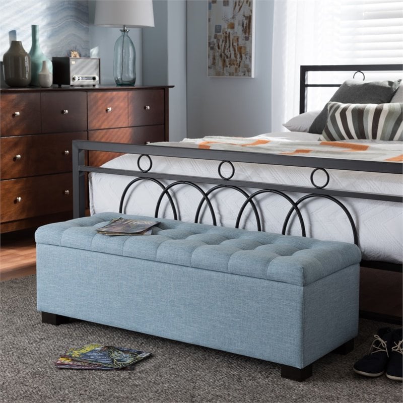 Roanoke Storage Bench in Light Blue
