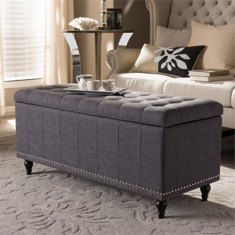 Kaylee Storage Bench in Dark Gray | Cymax Business