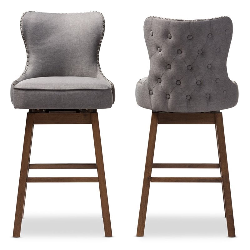 Gradisca Swivel Barstool in Gray (Set of 2)