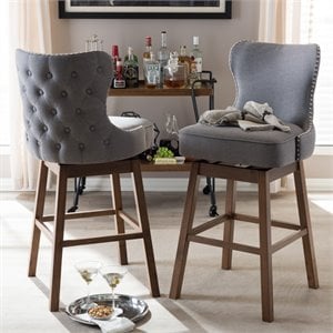 Gradisca Swivel Barstool in Gray (Set of 2)