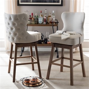 Gradisca Swivel Barstool in Light Beige (Set of 2)