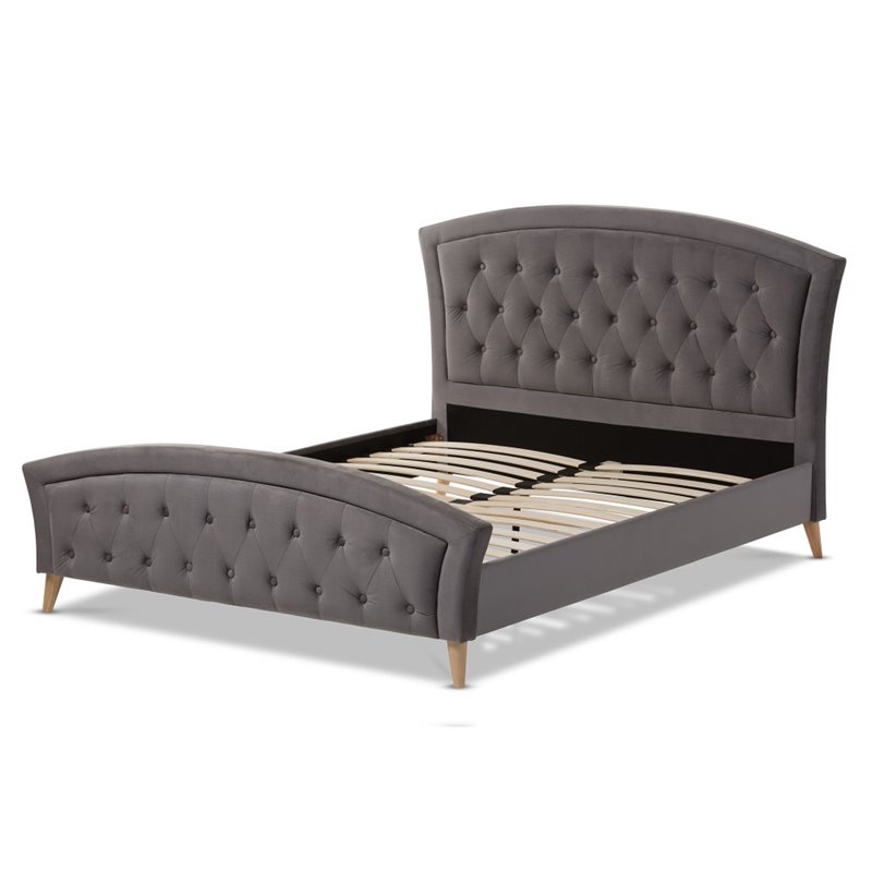 Hannah Queen Platform Bed in Gray Cymax Business