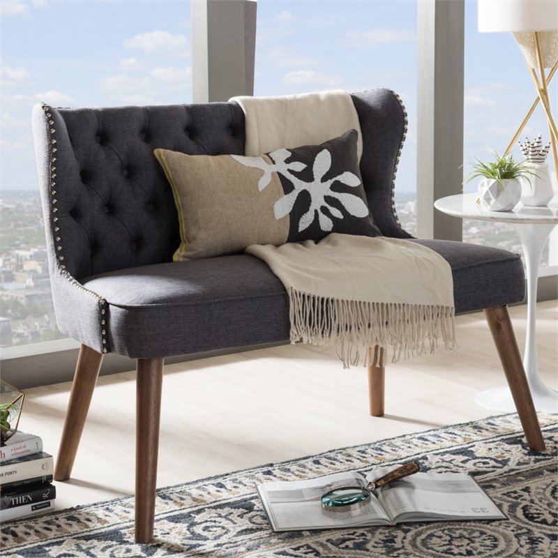 Baxton Studio Scarlett Loveseat in Dark Gray