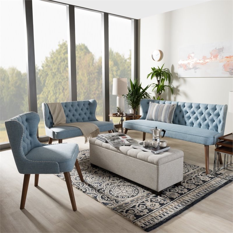 Scarlett 3 Piece Sofa Set In Light Blue Scarlett 3 Piece Sofa Set In Light Blue
