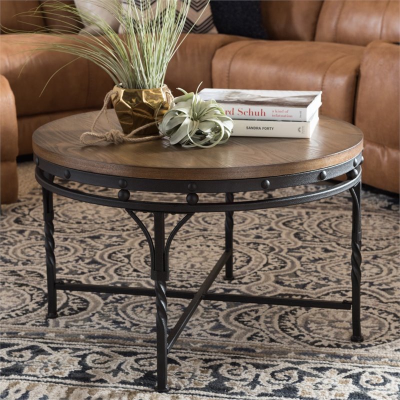 baxton studio austin industrial antique round coffee table