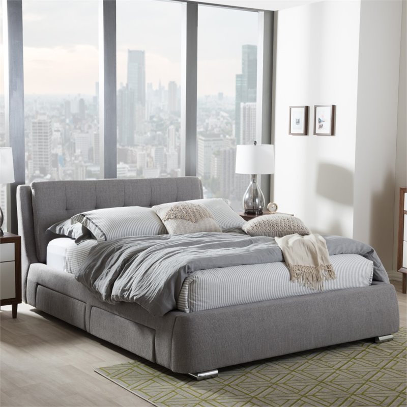 Camile King Storage Platform Bed In Gray Cf8545 Grey