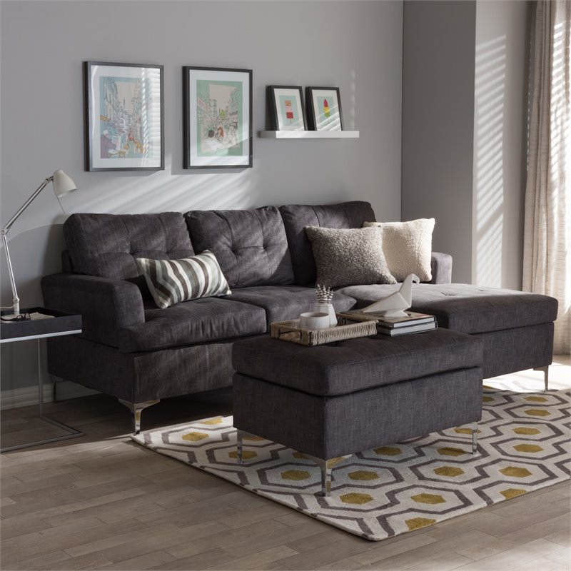 Riley Upholstered 3 Piece Sectional in Gray - R76032-Grey-SF Riley Upholstered 3 Piece Sectional in Gray - R76032-Grey-SF on Riley 3 Piece Sectional Charleston id=59108