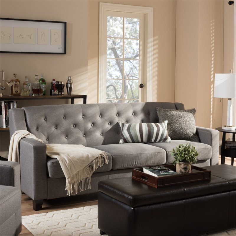 Arcadia Upholstered Sofa in Gray BushFurnitureCollection