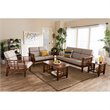 Larissa 5 Piece Sofa Set in Taupe and Cherry