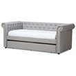 Baxton Studio Mabelle Fabric Daybed with Trundle in Gray