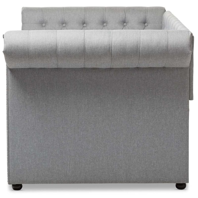 Baxton Studio Mabelle Fabric Daybed with Trundle in Gray