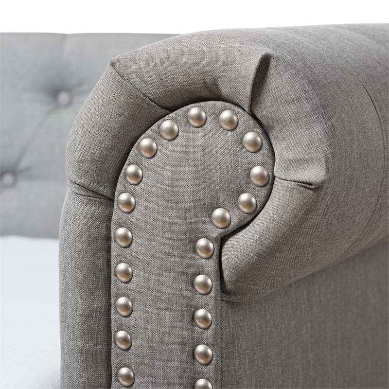 Baxton Studio Mabelle Fabric Daybed with Trundle in Gray