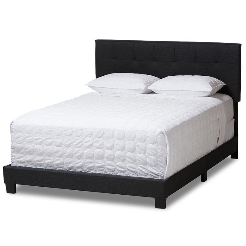 Baxton Studio Brookfield Queen Panel Bed in Dark Gray