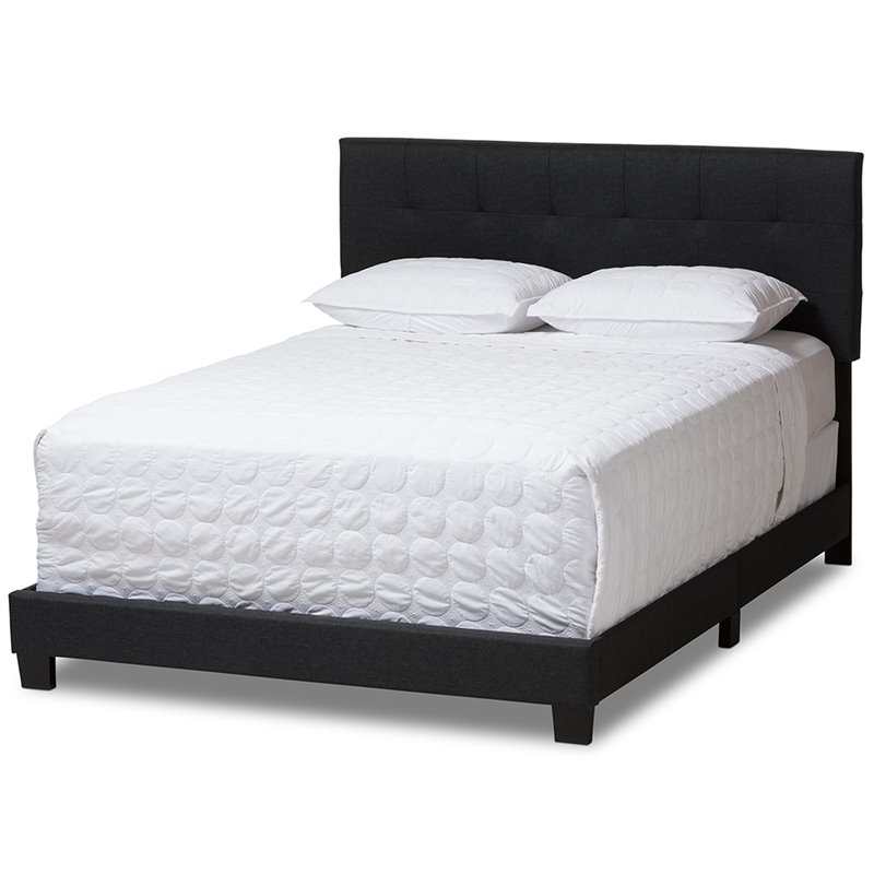 Baxton Studio Brookfield King Panel Bed in Dark Gray