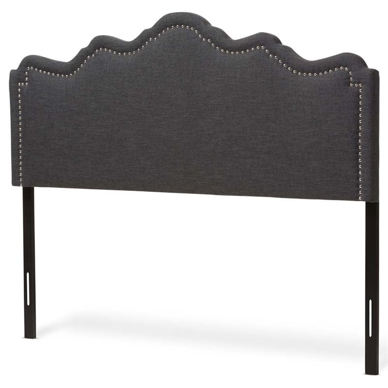 Baxton Studio Nadeen Fabric Upholstered Full Headboard in Dark Gray