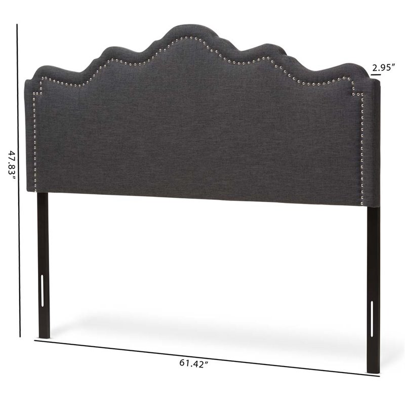 Baxton Studio Nadeen Fabric Upholstered Queen Headboard in Dark Gray