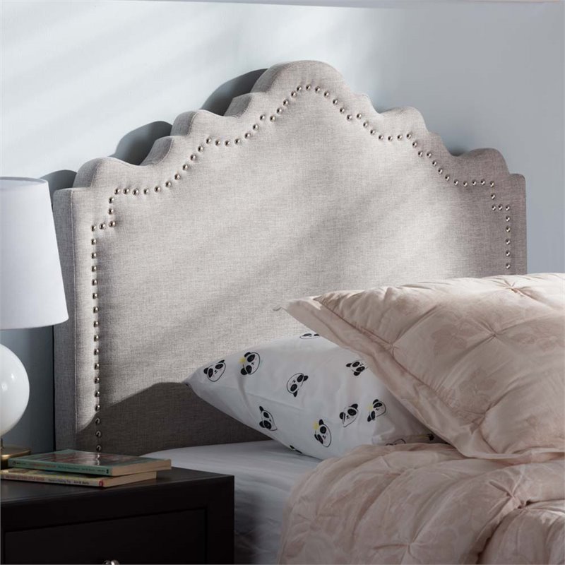 Baxton Studio Nadeen Fabric Upholstered Twin Headboard in Gray Beige
