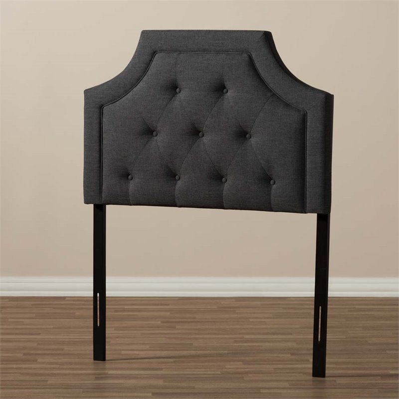 Baxton Studio Mars Fabric Tufted Twin Headboard in Dark Gray