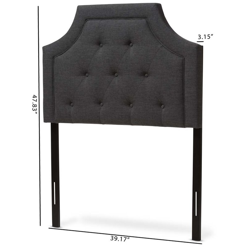 Baxton Studio Mars Fabric Tufted Twin Headboard in Dark Gray