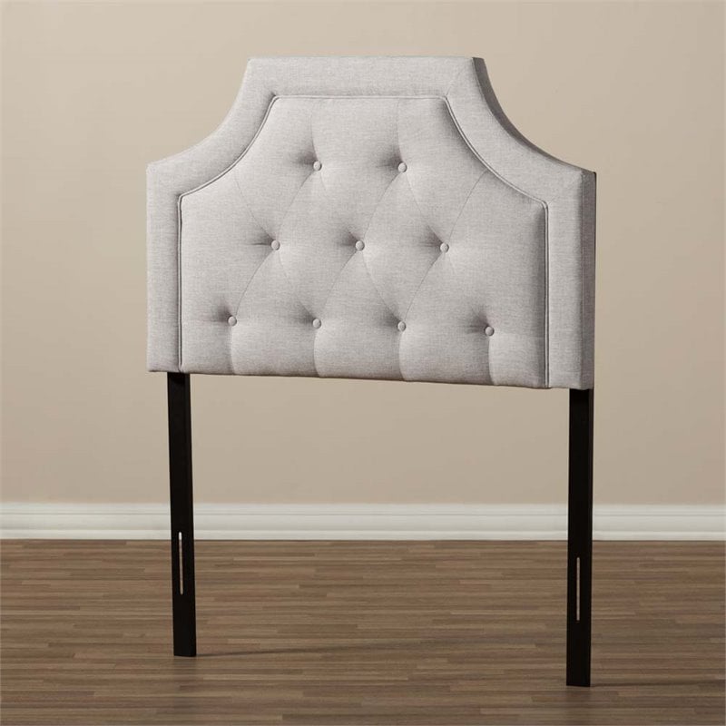 Baxton Studio Mars Fabric Tufted Twin Headboard in Grayish Beige