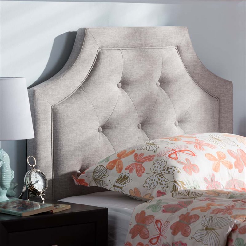 Baxton Studio Mars Fabric Tufted Twin Headboard in Grayish Beige