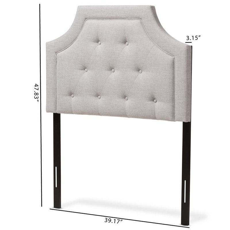 Baxton Studio Mars Fabric Tufted Twin Headboard in Grayish Beige
