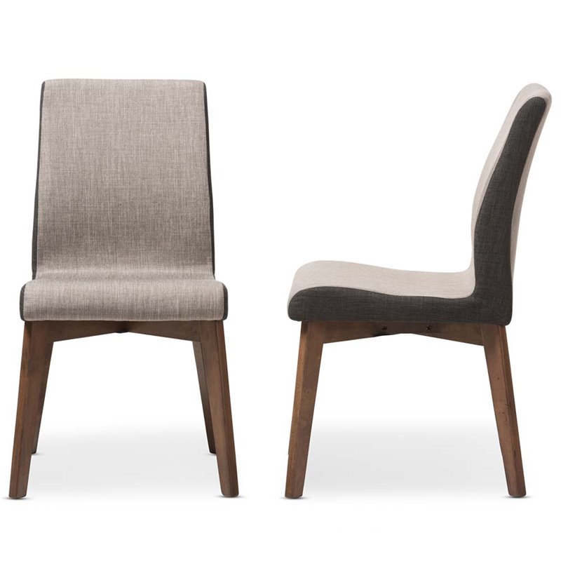 Baxton Studio Kimberly Upholstered Dining Chair in Gravel (Set of 2)
