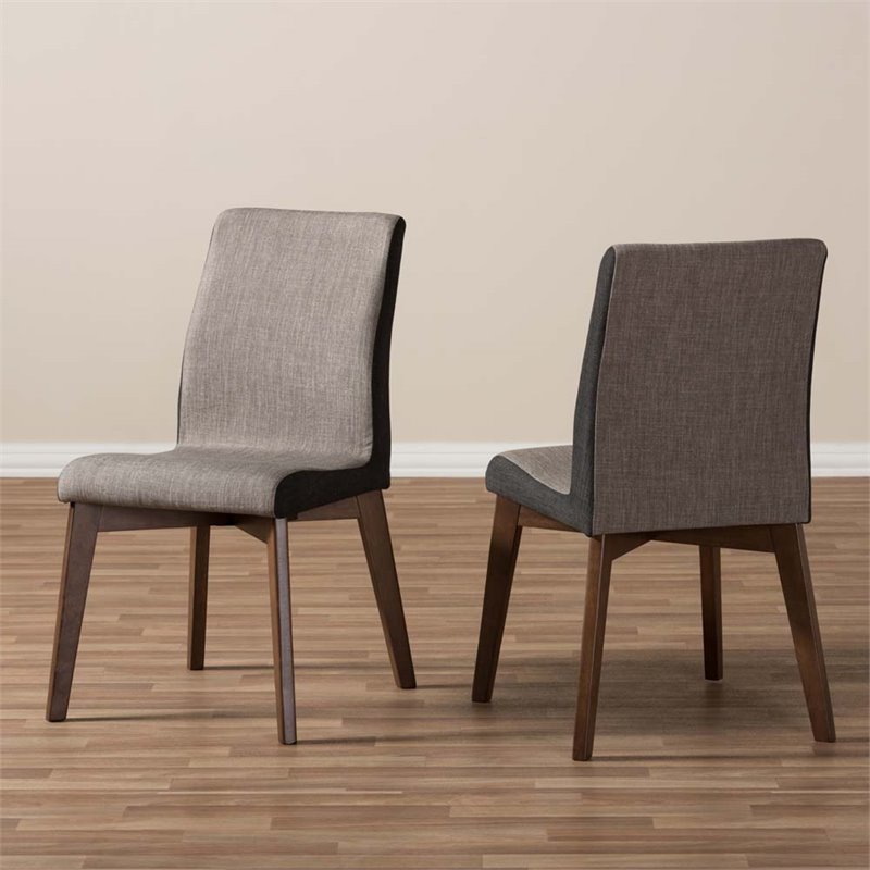 Baxton Studio Kimberly Upholstered Dining Chair in Gravel Set of