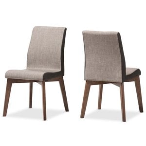 Baxton Studio Kimberly Upholstered Dining Chair in Gravel (Set of 2)