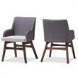 Baxton Studio Monte Dining Arm Chair in Gray and Walnut (Set of 2)