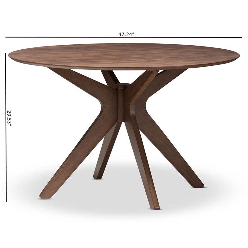 Baxton Studio Monte Round Wood Dining Table in Walnut Brown
