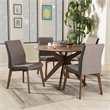 Baxton Studio Kimberly 5 Piece Round Dining Set in Gravel and Walnut