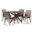 Baxton Studio Kimberly 5 Piece Round Dining Set in Gravel and Walnut