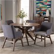 Baxton Studio Monte 5 Piece Round Dining Set in Gray and Walnut