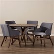 Baxton Studio Monte 5 Piece Round Dining Set in Gray and Walnut