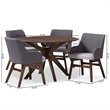 Baxton Studio Monte 5 Piece Round Dining Set in Gray and Walnut