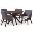Baxton Studio Monte 5 Piece Round Dining Set in Gray and Walnut
