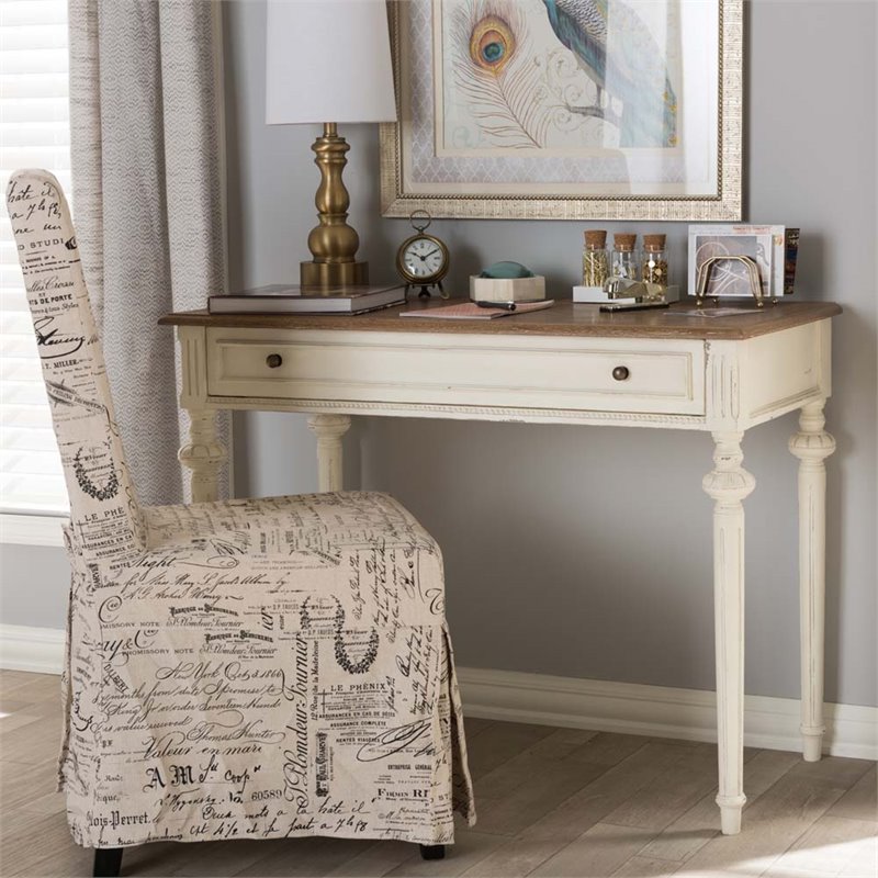Baxton Studio Marquetterie Provincial Writing Desk in White