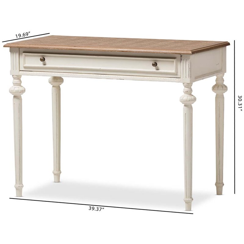 Baxton Studio Marquetterie Provincial Writing Desk in White