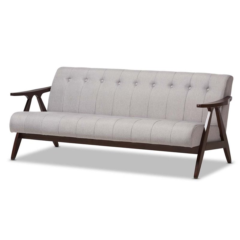Baxton Studio Enya Fabric Sofa In Gray And Walnut Lb160 Grey Sf Baxton Studio Enya Fabric Sofa In Gray And Walnut