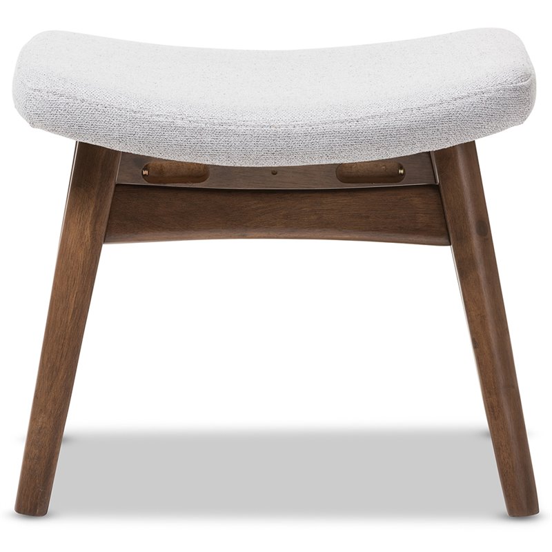 Baxton Studio Vera Upholstered Ottoman in Gray and Walnut Brown
