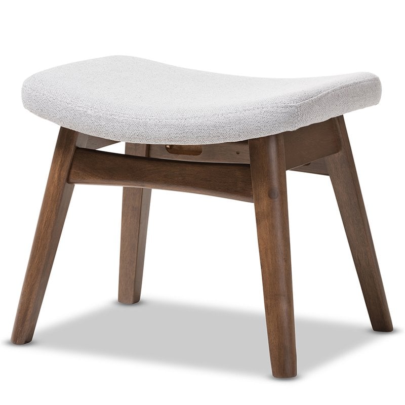 Baxton Studio Vera Upholstered Ottoman in Gray and Walnut Brown