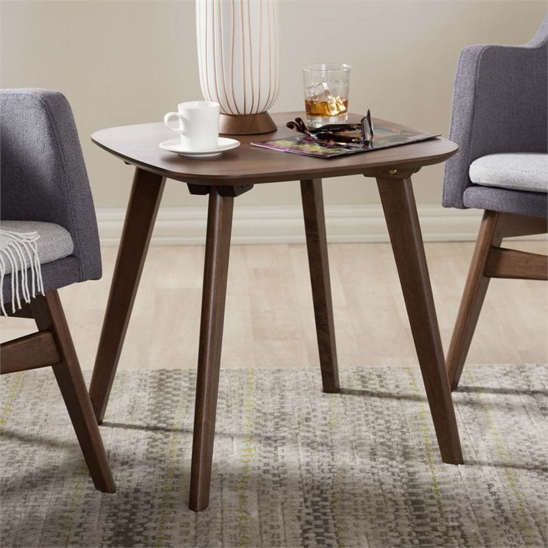 Baxton Studio Dahlia Wood End Table in Walnut Brown