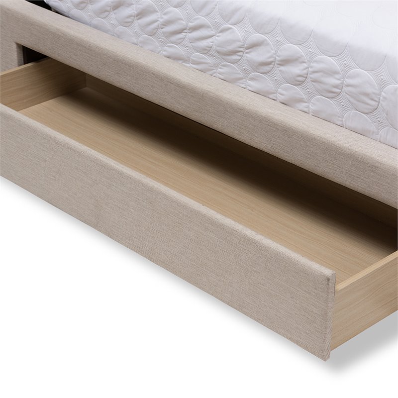 Baxton Studio Brandy Upholstered Queen Storage Platform Bed in Beige