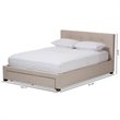 Baxton Studio Brandy Upholstered Queen Storage Platform Bed in Beige