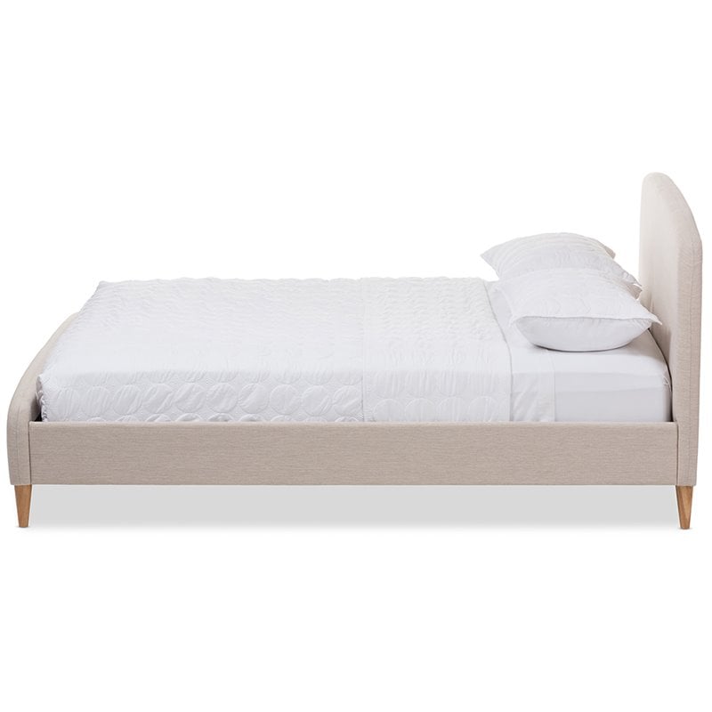 Baxton Studio Mia Upholstered Full Platform Bed in Light Beige