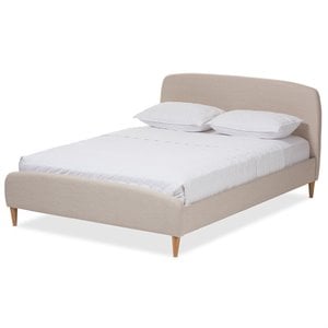 Baxton Studio Mia Upholstered Full Platform Bed in Light Beige