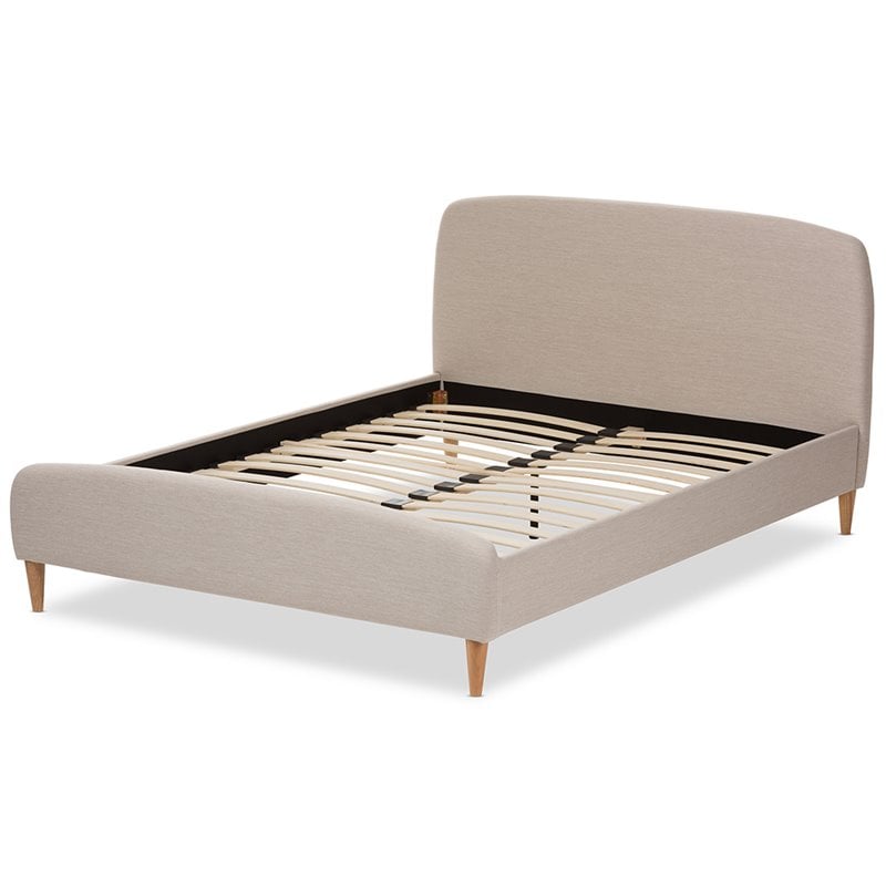 Baxton Studio Mia Upholstered Queen Platform Bed in Light Beige