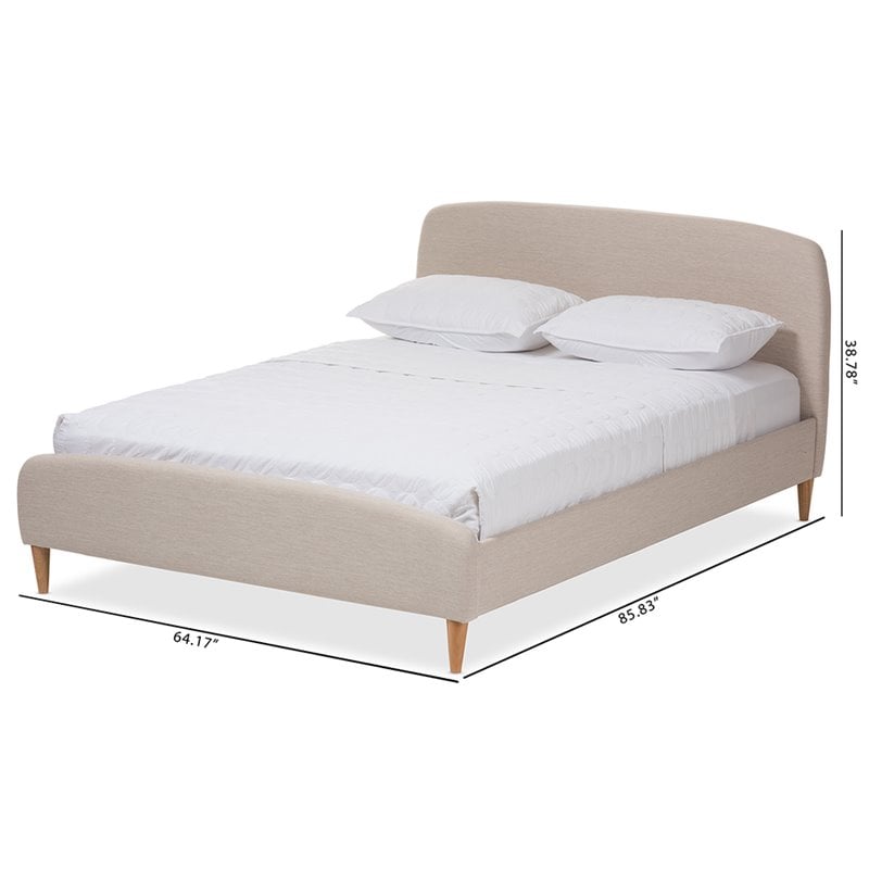Baxton Studio Mia Upholstered Queen Platform Bed in Light Beige