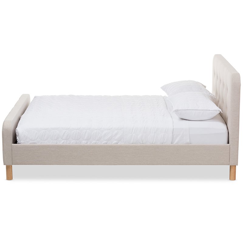 Baxton Studio Samson Upholstered Full Platform Bed in Light Beige